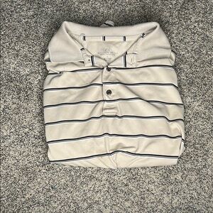 Men's Striped Polo Shirt - Cream and Black